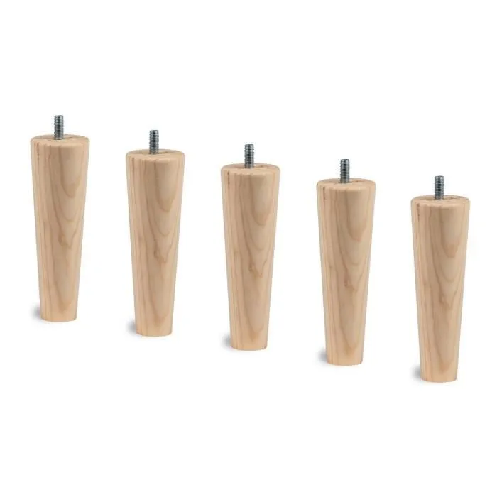 Sommier Kit Velours Taupe 90x190 H29cm Sommeil de plomb - Sommier en bois massif avec Pieds bois cones 15 cm