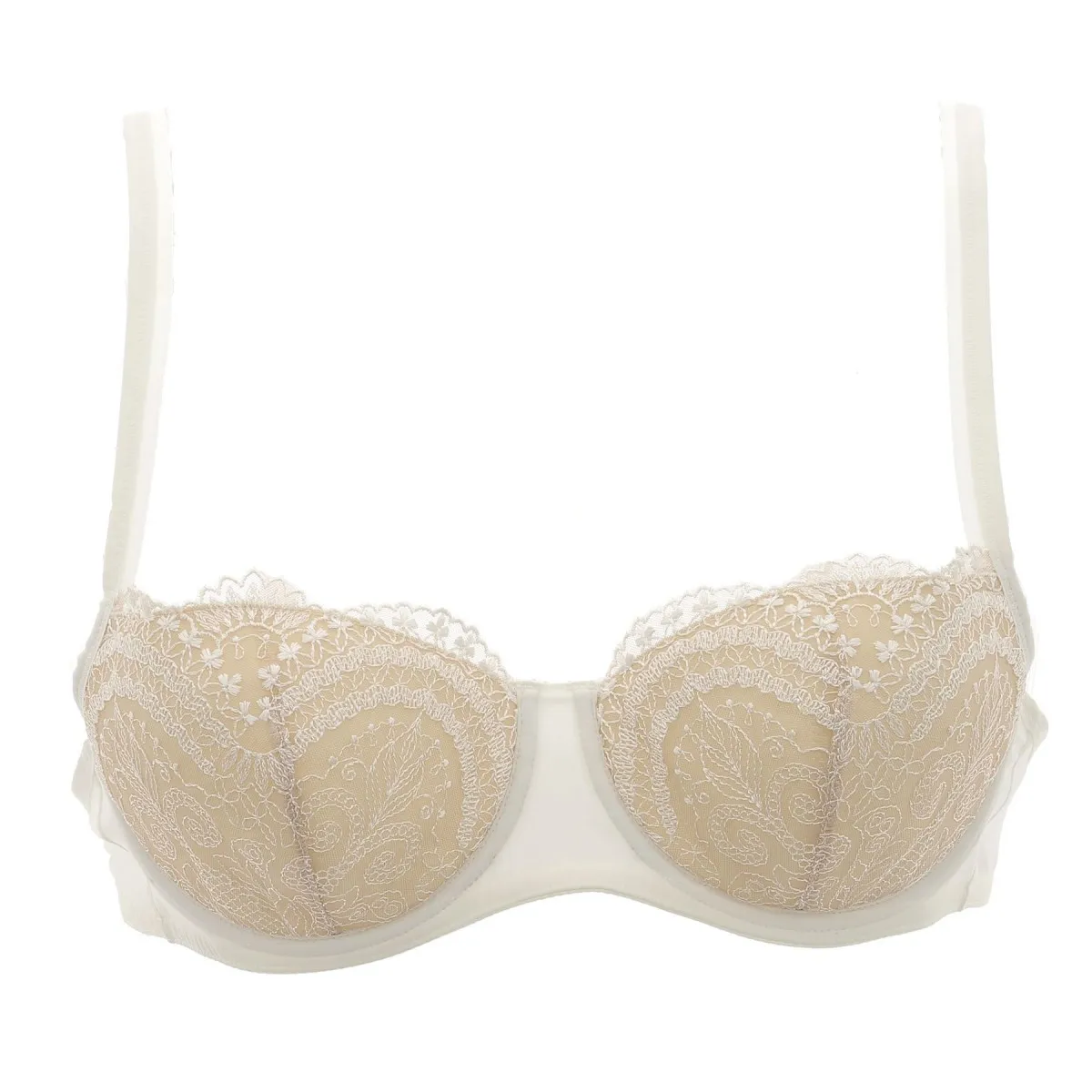 SOUTIEN GORGE LEJABY CORBEILLE ECRU ET BEIGE AVEC MOUSSE BRODERIE