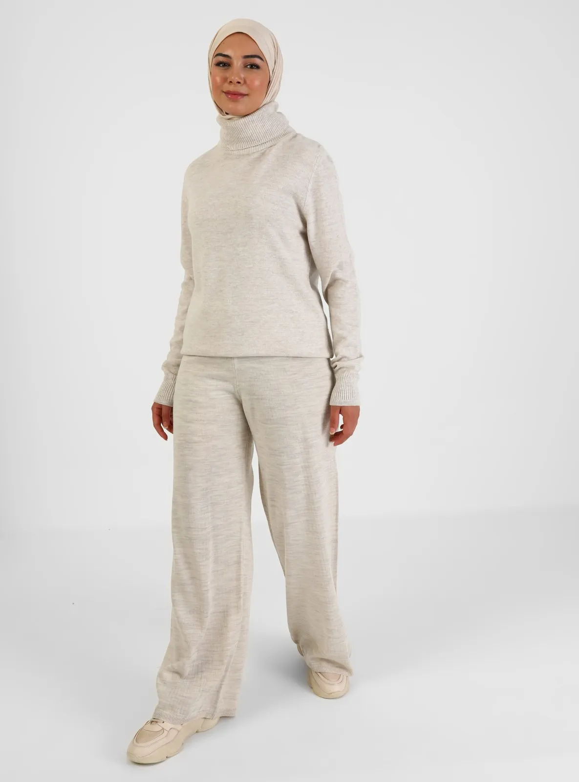 Stretchy Tricot Pants Beige