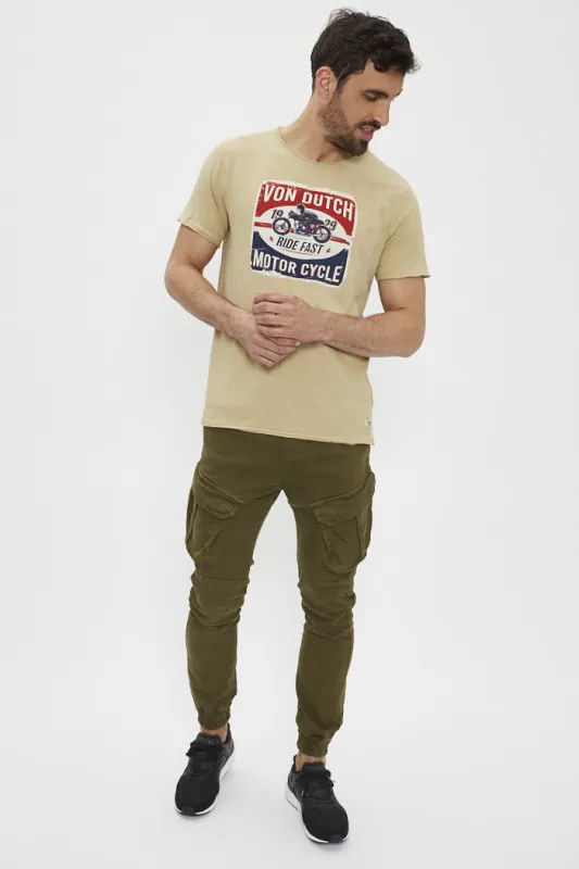 T-shirt beige imprimé