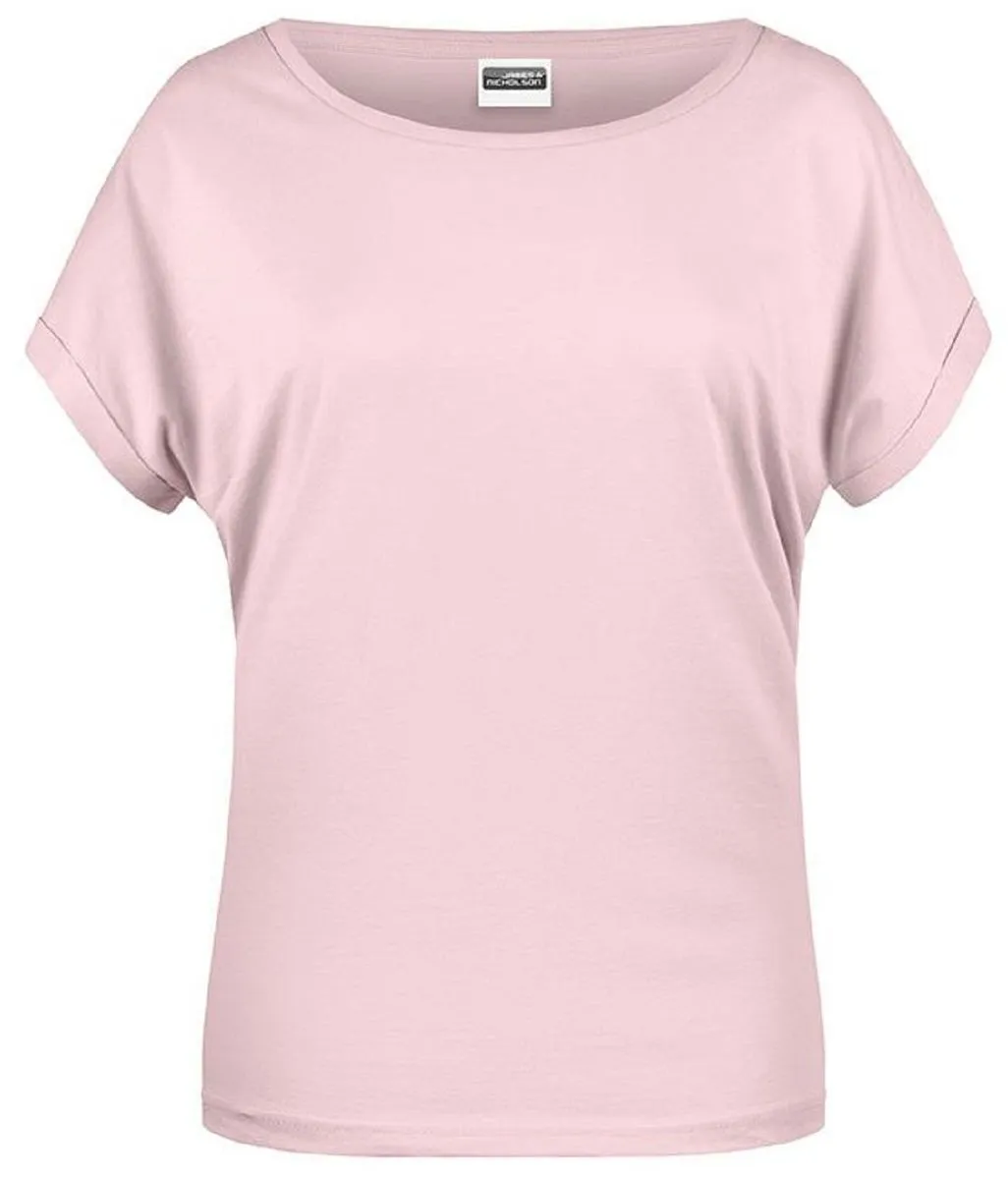 T-shirt BIO col bateau - Femme - 8005 - rose pastel 