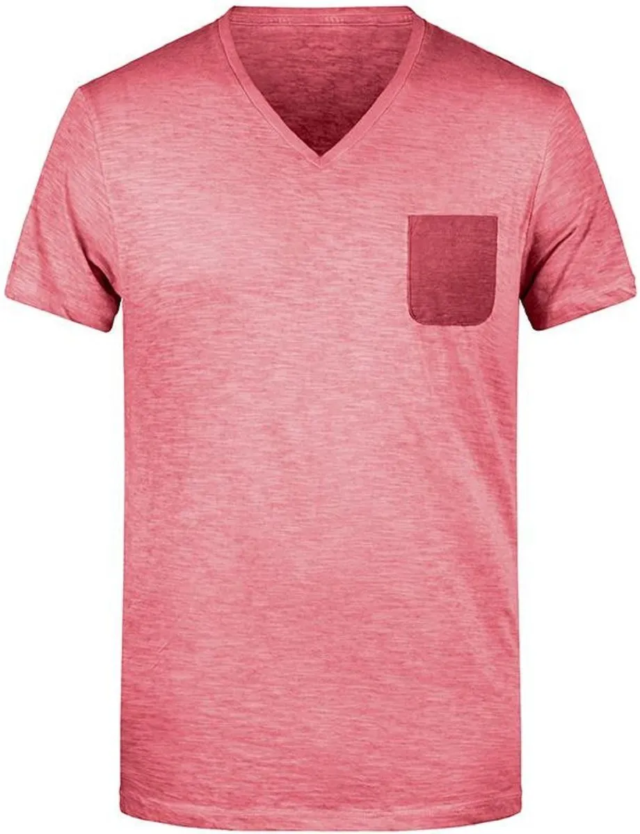 T-shirt bio col V - Homme - 8016 - rouge chili 