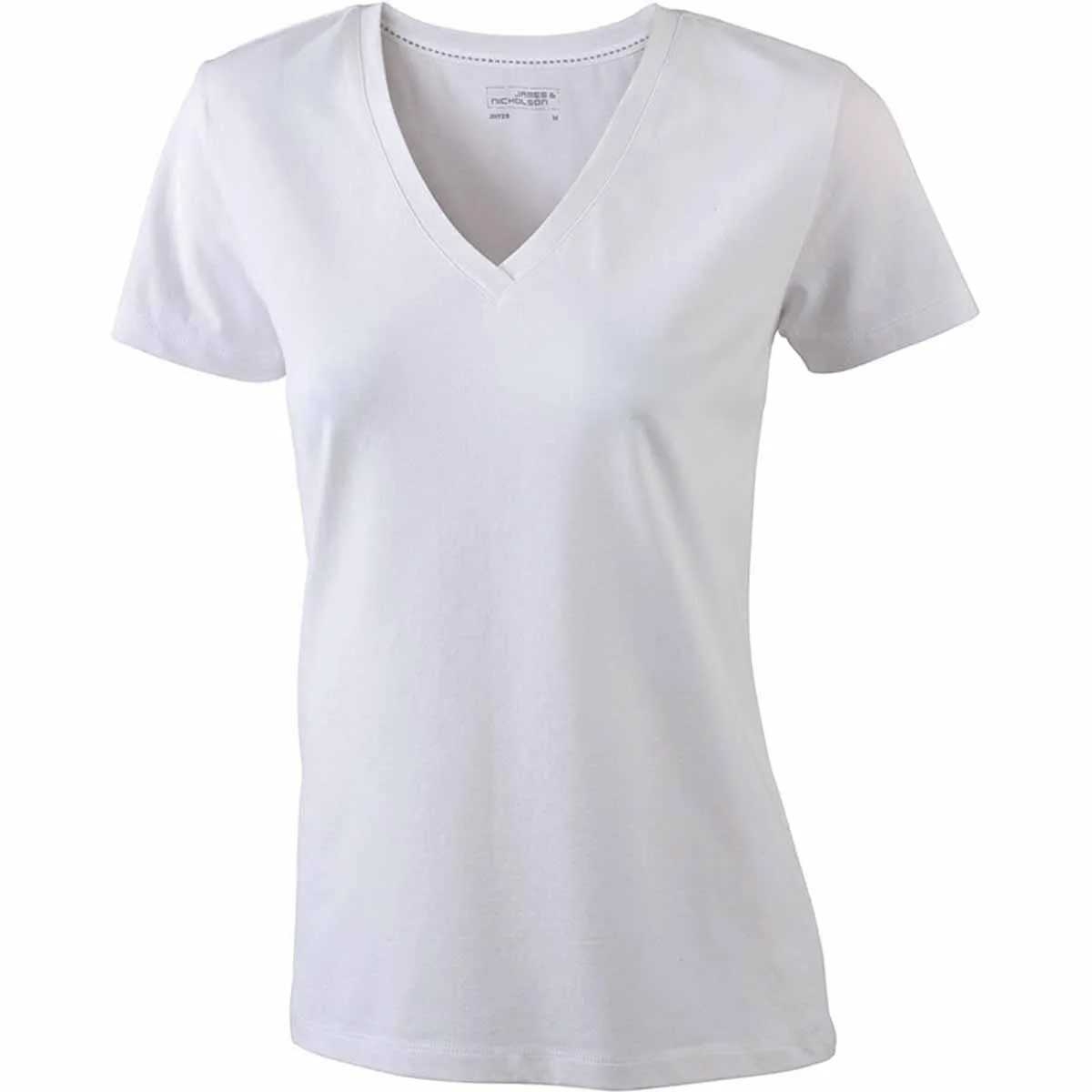 T-shirt col V - extensible - JN928 - BLANC - femme - manches courtes 