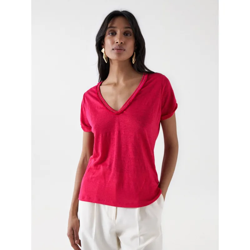 T-shirt col v marcellina kaki femme - La Petite Etoile | wimod