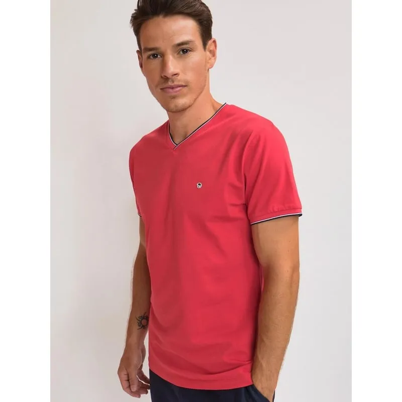 T-shirt col v tarak rouge homme - Benson & Cherry | wimod