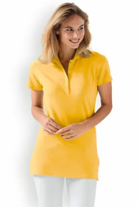 T-shirt long Stretch Femme - Col polo jaune soleil