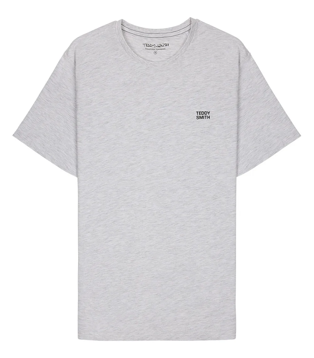 T-shirt Teddy Smith coton avec manches courtes et col rond gris clair