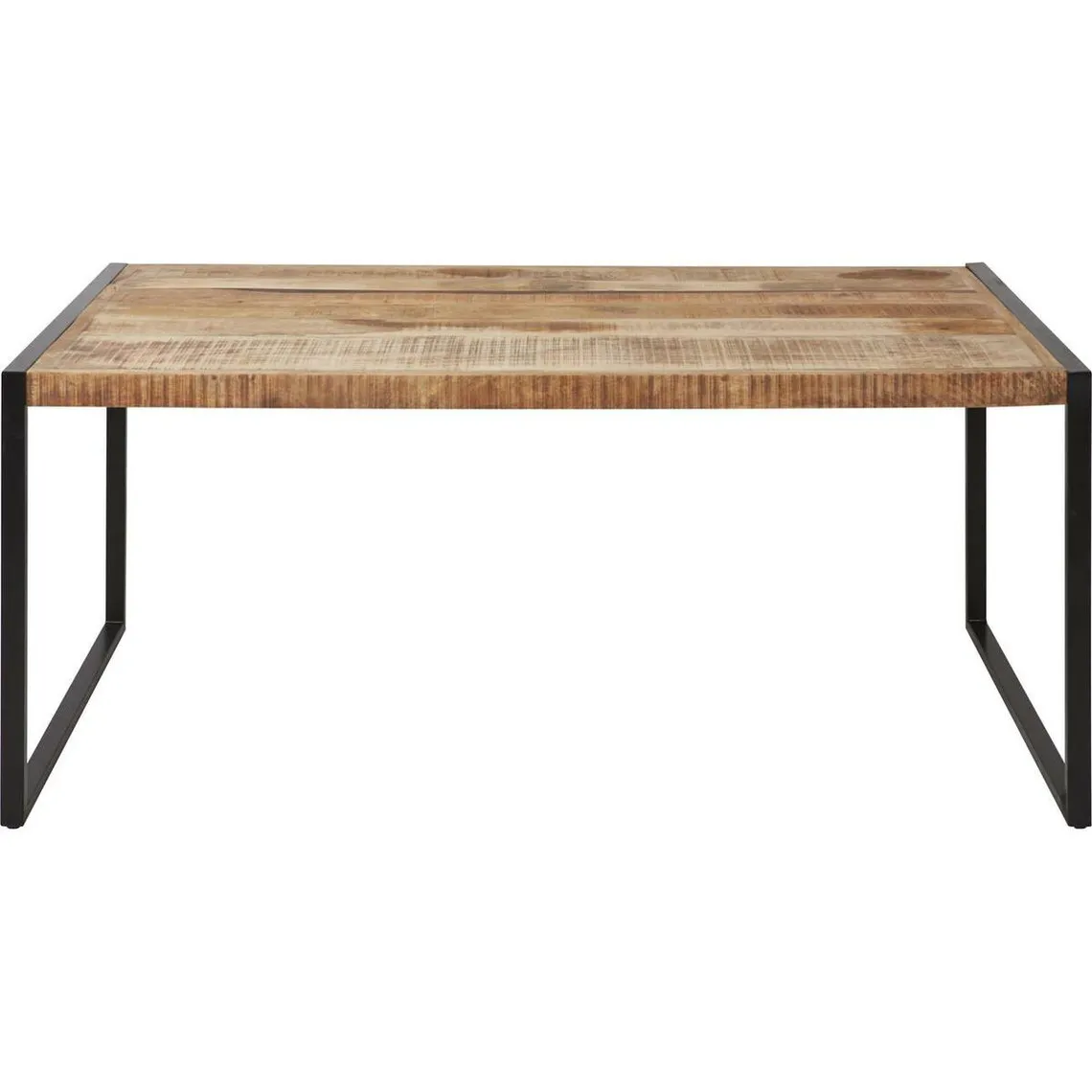 Table de repas en bois mango plateau 6cm d'épaisseur et pieds en metal noir MADRAS Marron | 3 Suisses