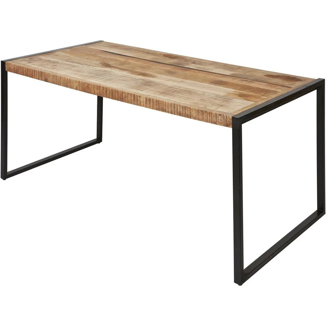 Table de repas en bois mango plateau 6cm d'épaisseur et pieds en metal noir MADRAS Marron | 3 Suisses