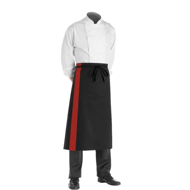 Tablier de pâtissier noir bande couleur - 90cm - MANELLI
