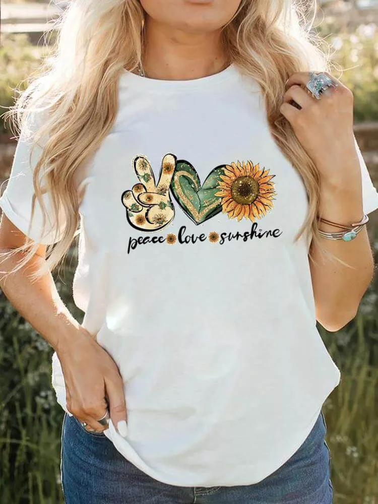 Tee-shirt imprimé à manches courtes pour femmes