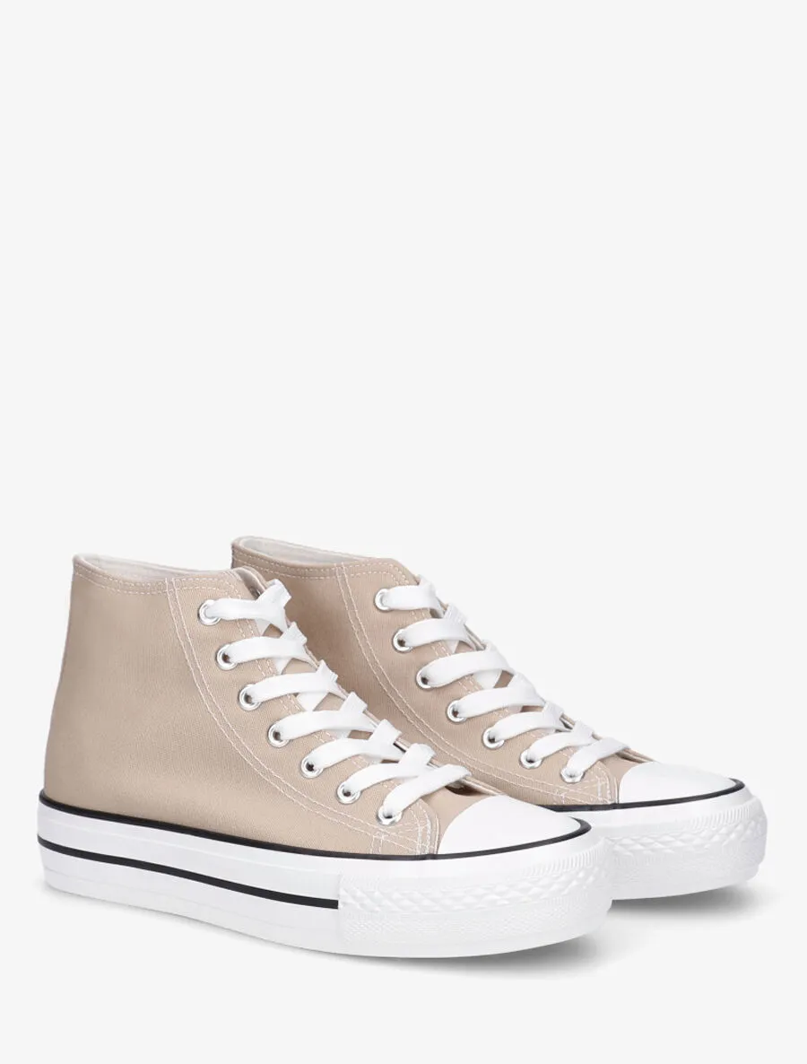Tennis montantes en toile - Beige