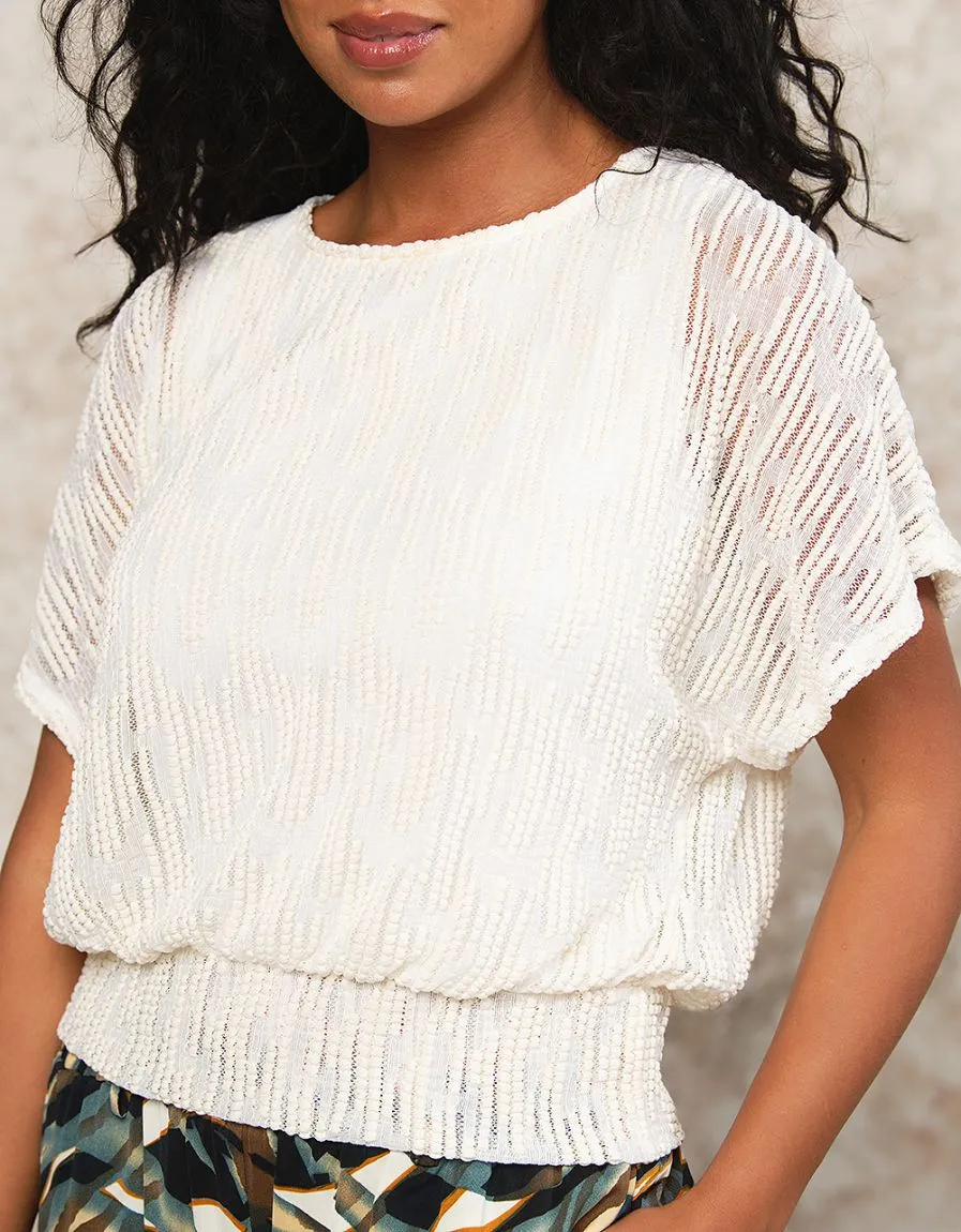 Top beige dentelle 