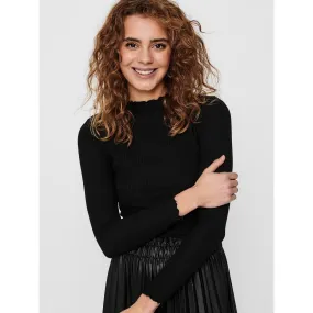 Top Col haut Manches longues Volants noir | 3 Suisses