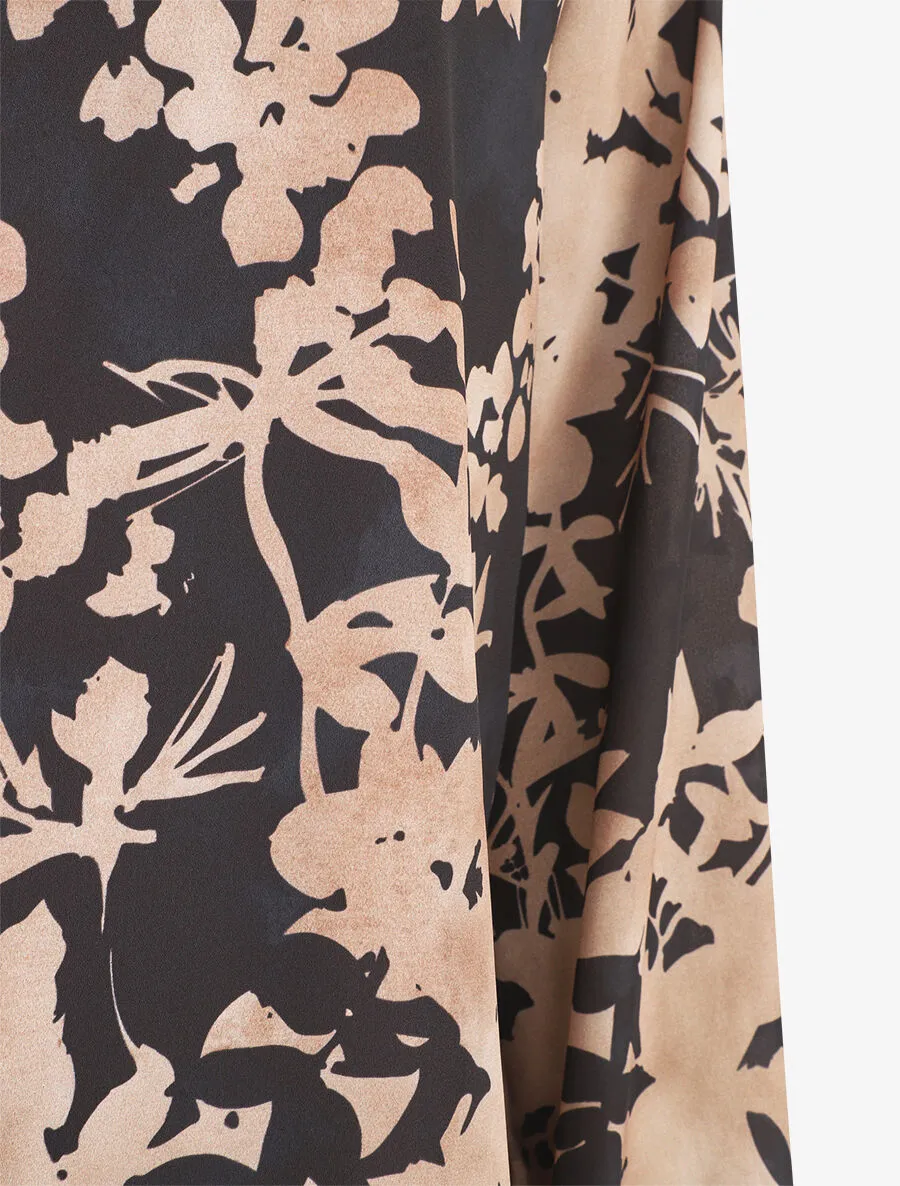 Top droit imprimé floral - Noir
