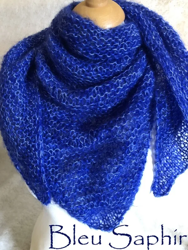 Trendy des Bergers châle mohair et soie tricoté à la main – dispo