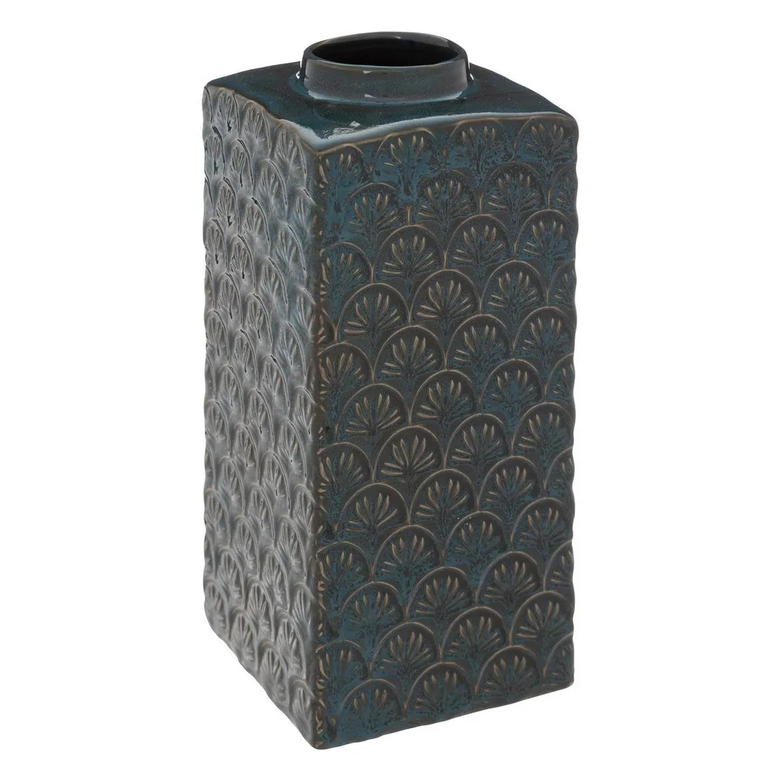 Vase bleu carré en céramique 
