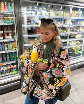 Veste doublée à imprimé floral pour femmes