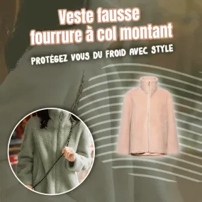 Veste fausse fourrure à col montant