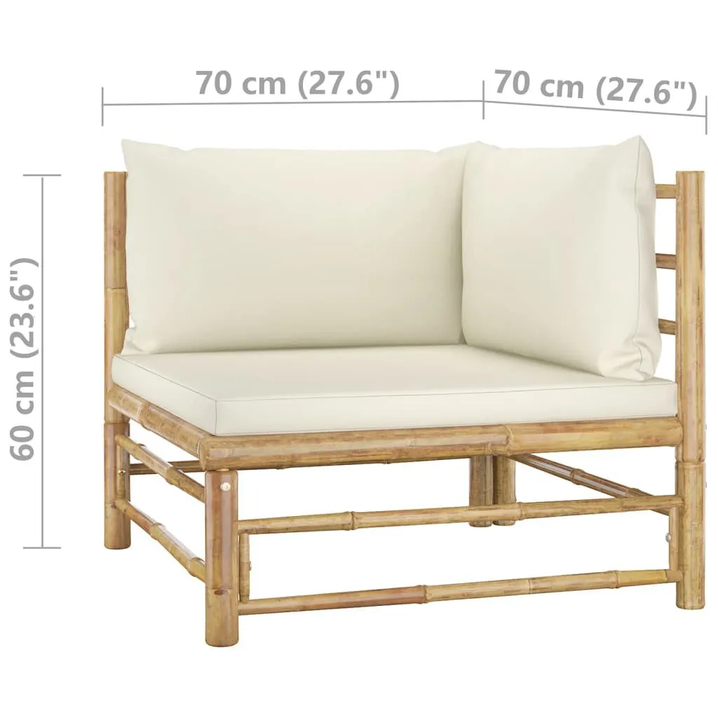vidaXL Salon de jardin 4 pcs avec coussins blanc crème Bambou | vidaxl-fr