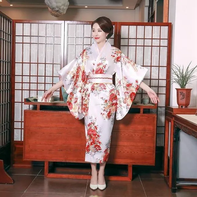 Yukata Femme Imprimé Blanc