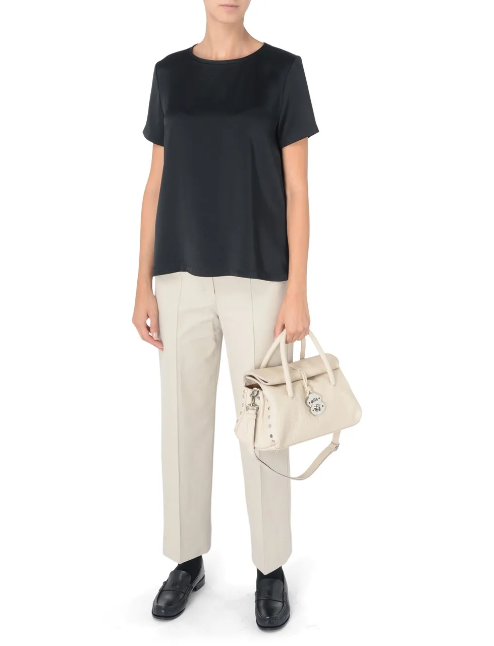 Zanellato Sac Dotta Centauro S en cuir grainé blanc